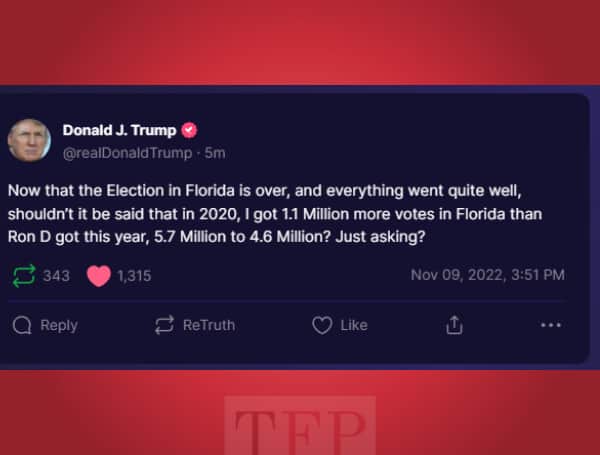 Post-Election Trump Fires At Florida Gov. DeSantis, “I Got 1.1 Million More Votes”