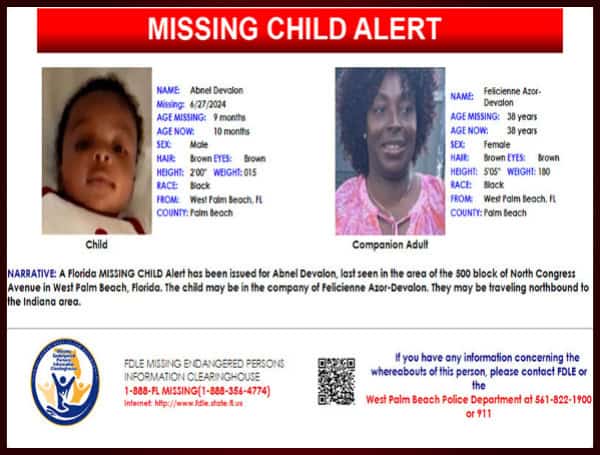 Florida Missing Child Alert Issued Canceled For 10-Month-Old Abnel Devalon, Located Safe Florida Missing Child Alert Issued Canceled For 10-Month-Old Abnel Devalon, Located Safe