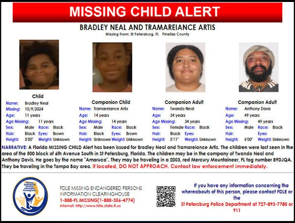 Florida MISSING CHILD Alert: Two Boys Missing From St. Petersburg, Possibly With Adults