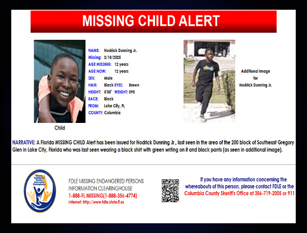 Florida Missing Child Alert For Nodrick Dunning Jr. Canceled, Child Is Safe Florida Missing Child Alert For Nodrick Dunning Jr. Canceled, Child Is Safe