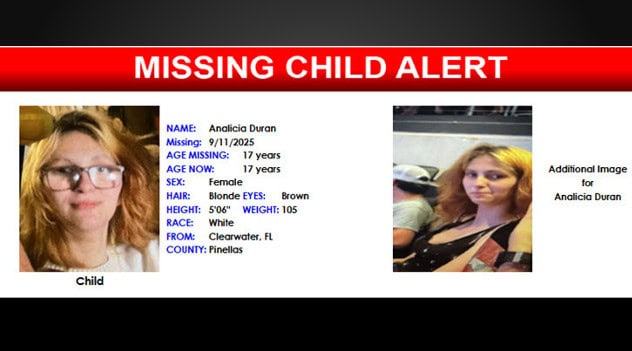 Florida Missing Child Alert Canceled In Clearwater For Jacksonville Teen Analicia Duran Florida Missing Child Alert Canceled In Clearwater For Jacksonville Teen Analicia Duran