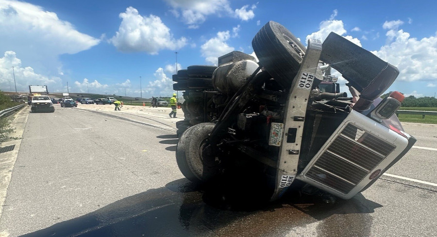 Rollover Dump Truck Spills Load Of Dirt, Snarls Pinellas County Traffic
