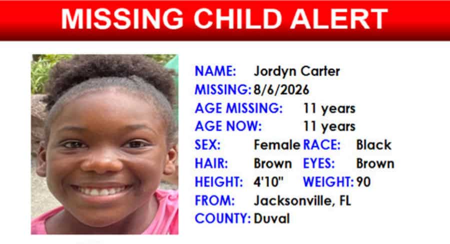 Florida Missing Child Alert Canceled For 11-Year-Old Jacksonville Girl, Located Safe Florida Missing Child Alert Canceled For 11-Year-Old Jacksonville Girl, Located Safe