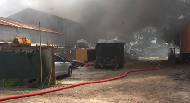 Fire Crew Knocks Down Blaze at Tampa Commercial Scrap Yard (TFR)