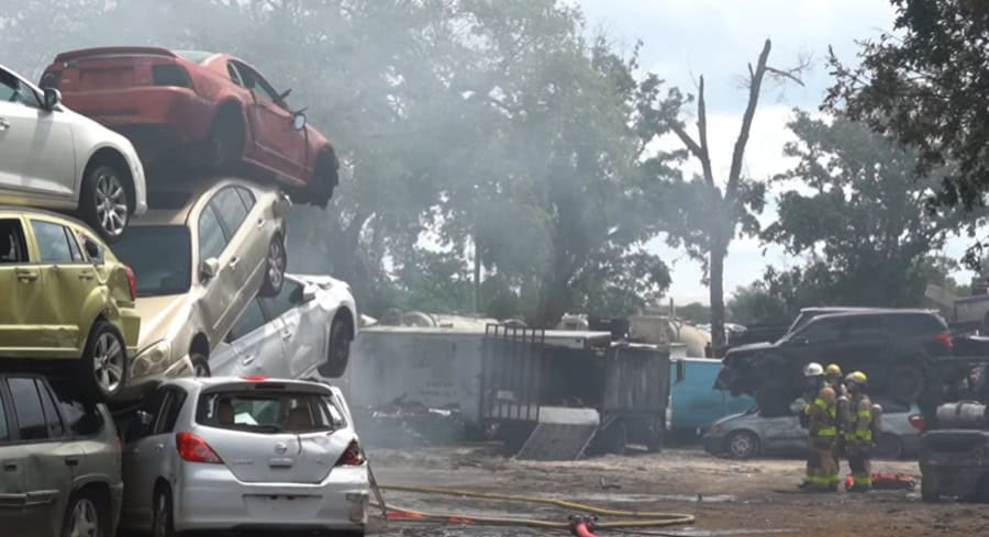 Fire Crew Knocks Down Blaze At Tampa Commercial Scrap Yard Fire Crew Knocks Down Blaze At Tampa Commercial Scrap Yard