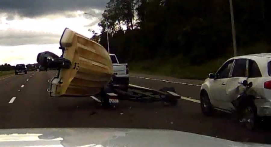 SUV Slams Into Towed Boat On I-75 In Pasco County, Sending Vessel Skidding Down Interstate