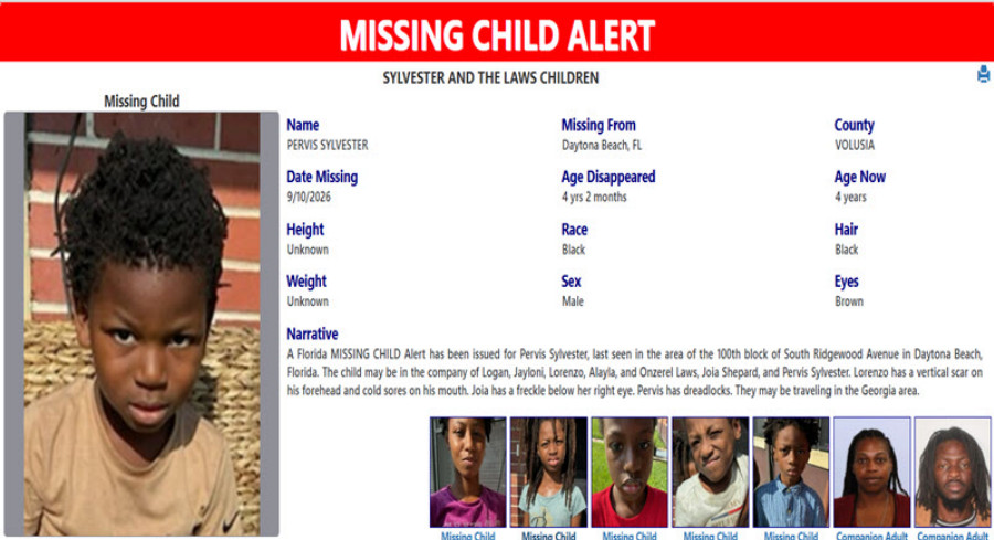 Florida Missing Child Alert: 6 Daytona Beach Children Believed Traveling Toward Georgia