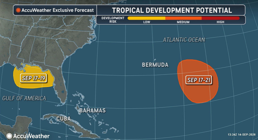 Forecasters Eye Emerging Tropical Threat Near Bermuda As Gulf Peak Hurricane Season Passes